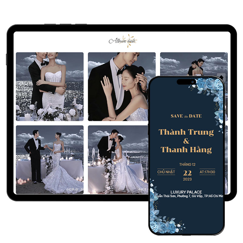 Mẫu thiệp Xanh luxury